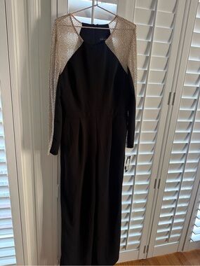Xscape Black Jumpsuit with Champagne Beading (NWT)